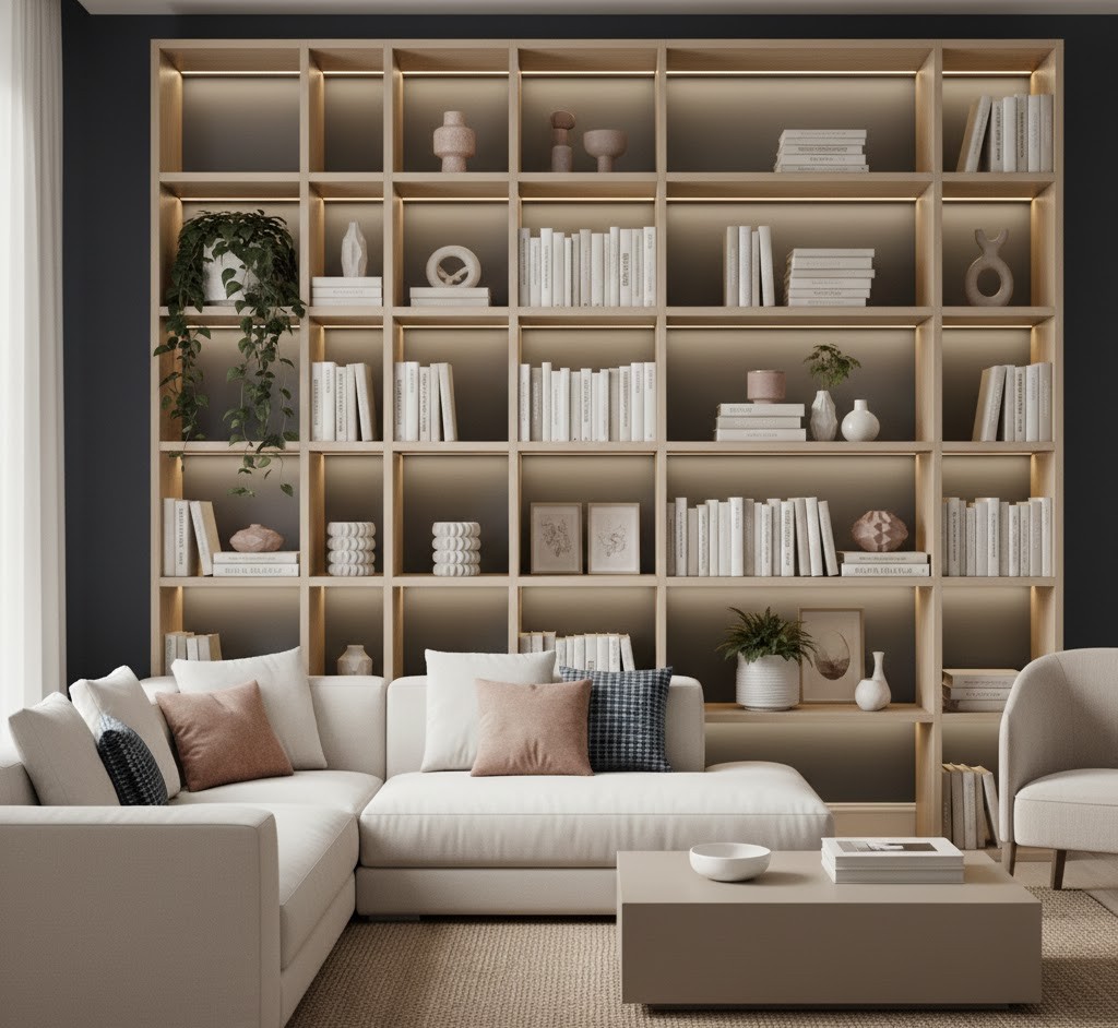 Elegant cabinet display with decorative items